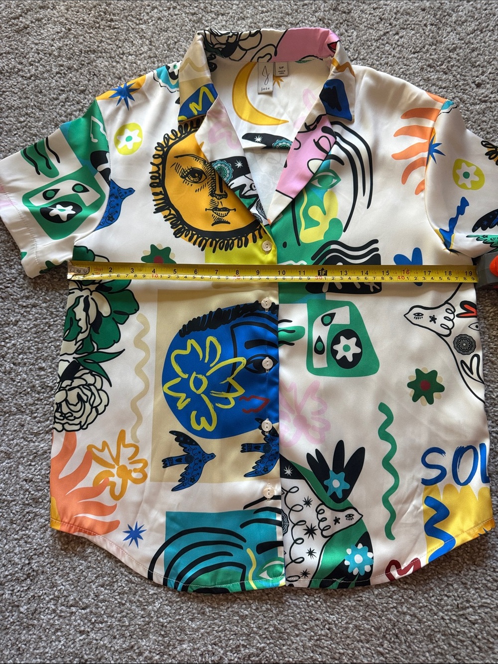 Joules White Button-Down Top with Multicolor Abstract Print - Picture 5 of 5